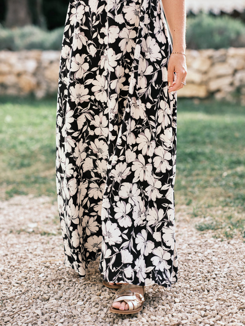 Robe PACO fleurie beige & noir